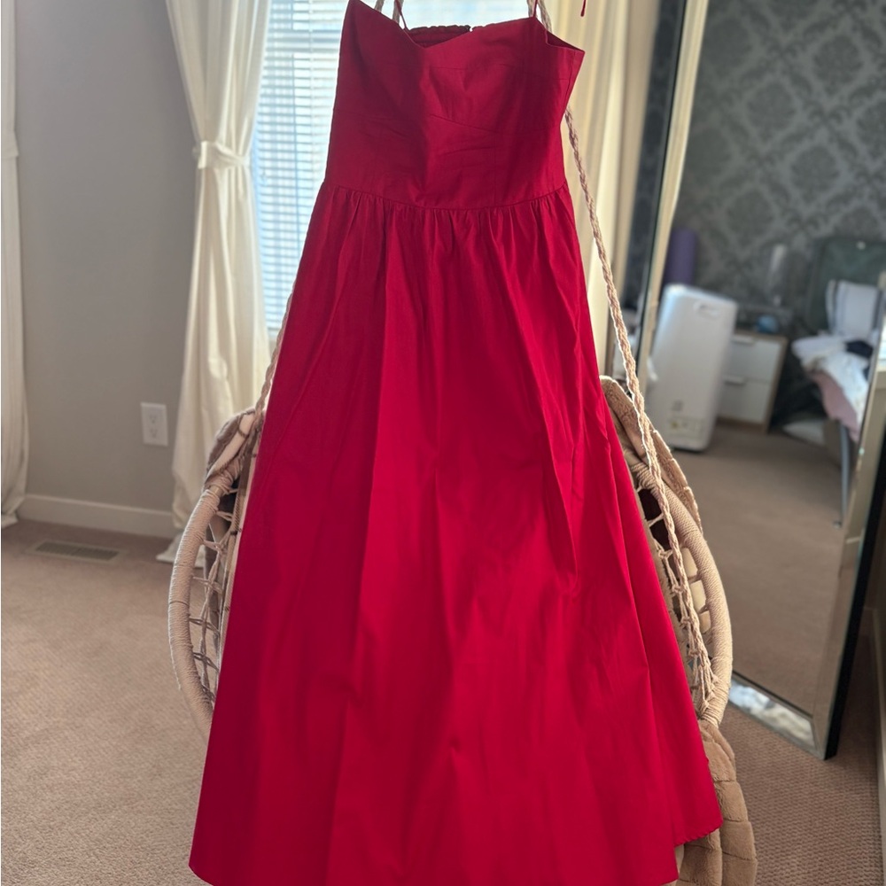 Reformation- Elegant Fuchsia Strapless Gown